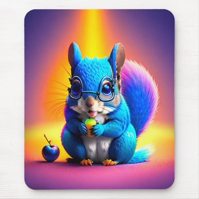 Blaues Eichhörnchen, das Obst isst Mousepad (Vorne)
