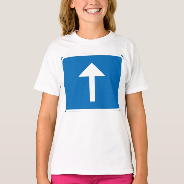 Blaues Einbahnstraßenzeichen T-Shirt (Vorderseite)