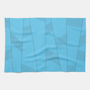 Blaues, einfaches, elegantes, abstraktes Linienmus Geschirrtuch