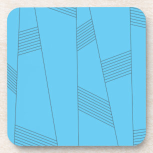Blaues, einfaches, elegantes, abstraktes Linienmus Getränkeuntersetzer