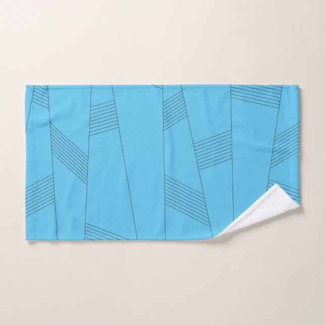 Blaues, einfaches, elegantes, abstraktes Linienmus Handtuch (Handtuch)