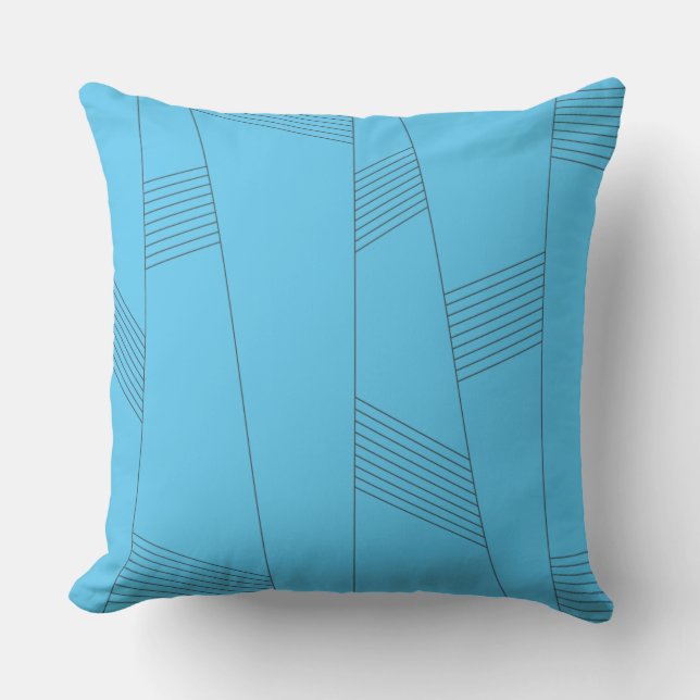 Blaues, einfaches, elegantes, abstraktes Linienmus Kissen (Vorderseite)