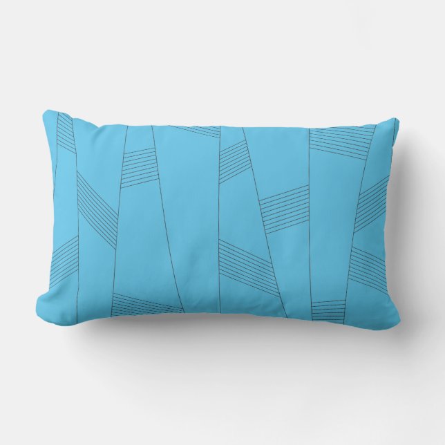 Blaues, einfaches, elegantes, abstraktes Linienmus Lendenkissen (Vorderseite)