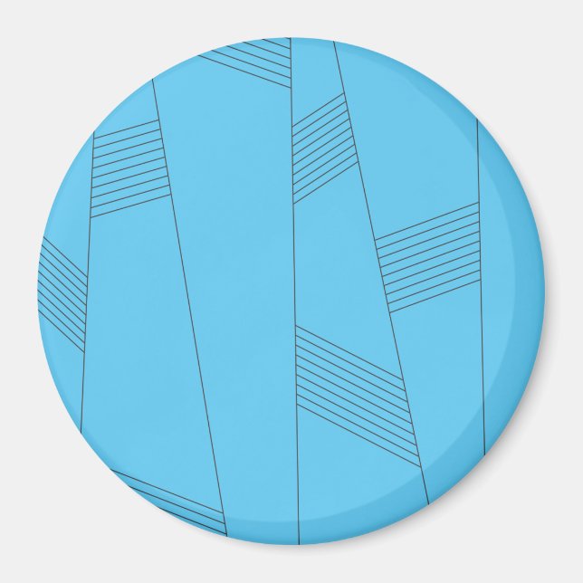 Blaues, einfaches, elegantes, abstraktes Linienmus Magnet (Vorne)