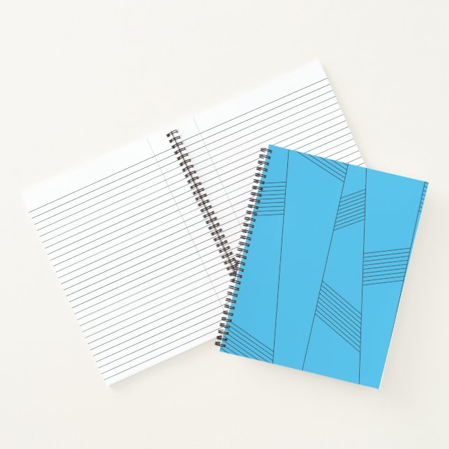 Blaues, einfaches, elegantes, abstraktes Linienmus Notizbuch (Innenseite)