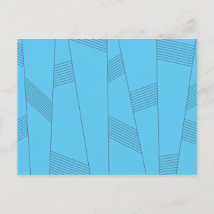 Blaues, einfaches, elegantes, abstraktes Linienmus Postkarte