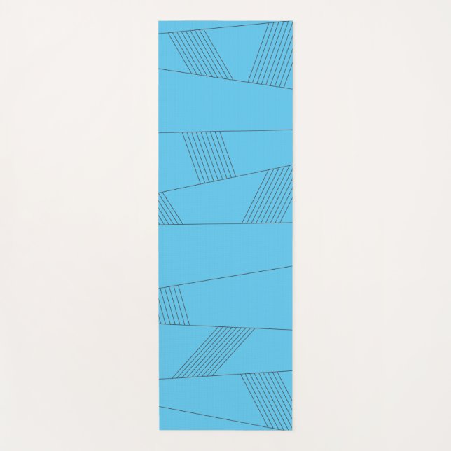 Blaues, einfaches, elegantes, abstraktes Linienmus Yogamatte (Vorderseite)
