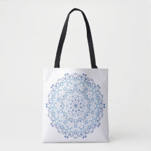 Blaues einfaches Mandala-Kreis-Minimalistisches Fl Tasche