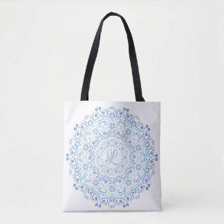 Blaues einfaches Mandala-Kreis-Minimalistisches Fl Tasche