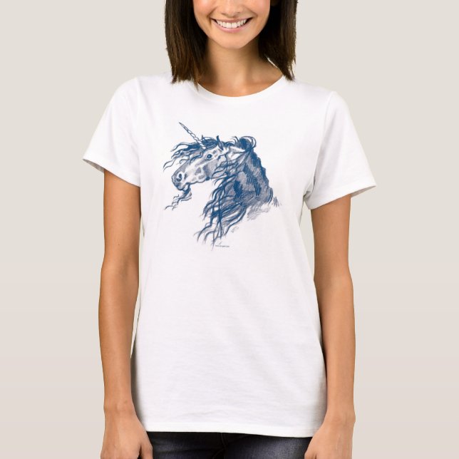 Blaues Einhorn T-Shirt (Vorderseite)