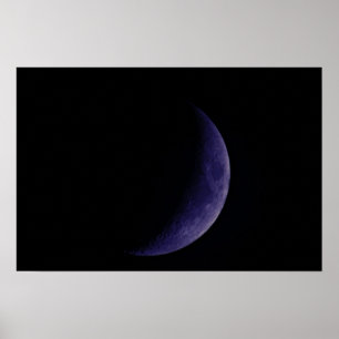Blaues einwachsendes sichelförmiges Mond-Plakat Poster