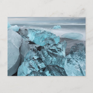 Blaues Eis am Strand Seascape, Island Postkarte