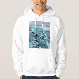 Blaues Eis auf Strandlandschaft, Island Hoodie