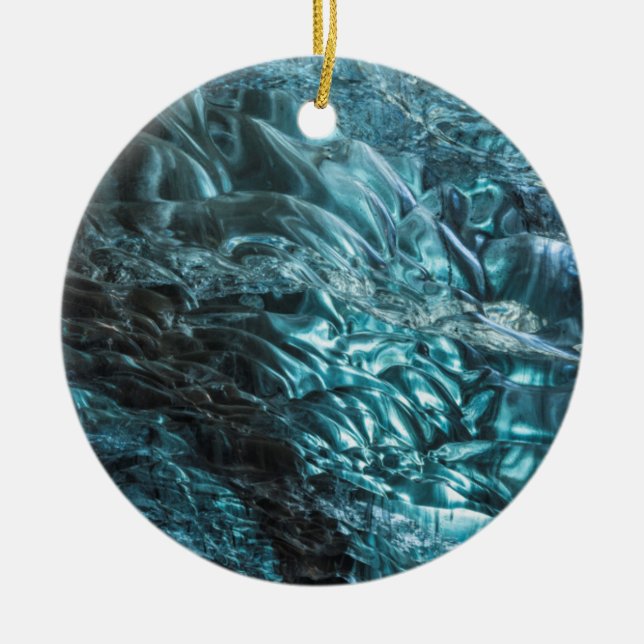 Blaues Eis einer Eishöhle, Island Keramik Ornament (Vorne)