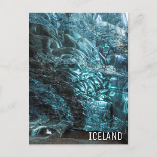 Blaues Eis einer Eishöhle, Island Postkarte