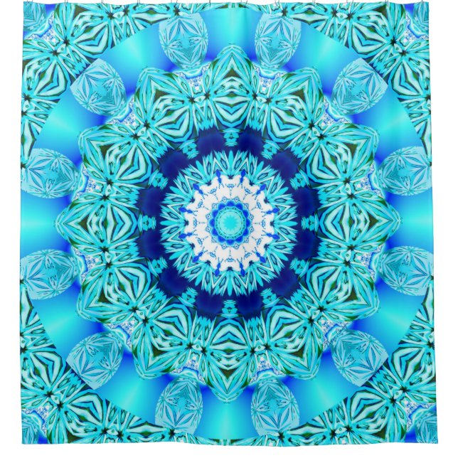 Blaues Eis-Glas, abstrakte Schönheits-Aqua-Spitze Duschvorhang (Vorderseite)