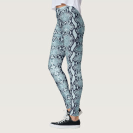 Blaues Eis verblasste Python Snakeskin Leggings