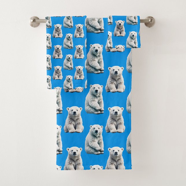 Blaues Eisbär-Musterdesign  Badhandtuch Set (Von Creator hochgeladen)