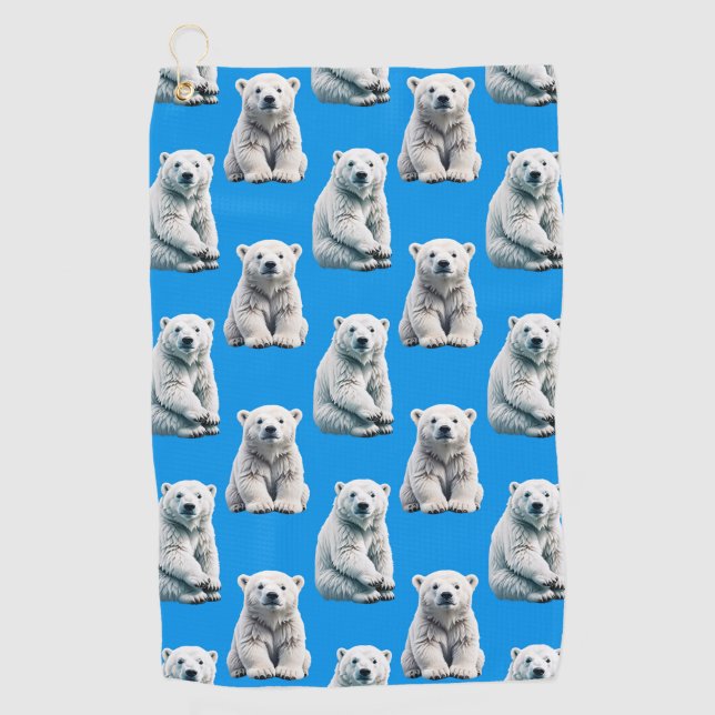 Blaues Eisbär-Musterdesign  Golfhandtuch (Vorderseite)