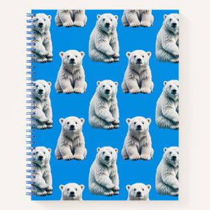 Blaues Eisbär-Musterdesign Notizbuch