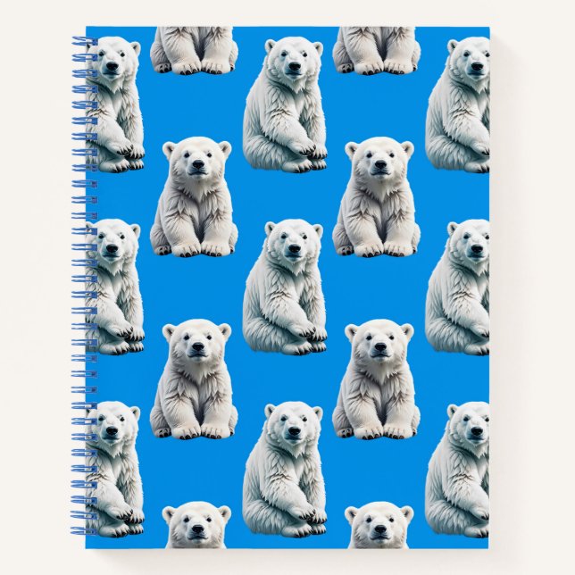 Blaues Eisbär-Musterdesign  Notizbuch (Vorderseite)