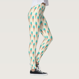 Blaues Eiscreme-Kronmuster, hellgelb Leggings