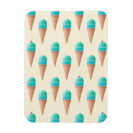 Blaues Eiscreme-Kronmuster, hellgelb Magnet