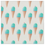 Blaues Eiscreme-Kronmuster, hellgelb Stoff