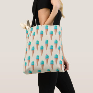 Blaues Eiscreme-Kronmuster, hellgelb Tasche