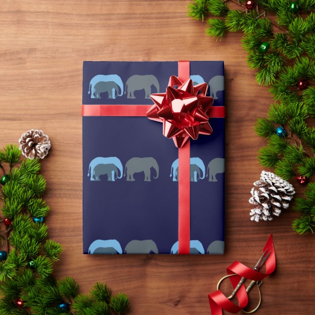 Blaues Elefanten-Wrap-Papier Geschenkpapier (Feiertagsgeschenk)