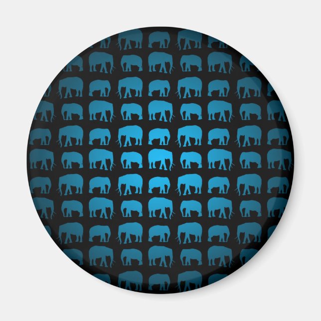 Blaues Elefantenmuster Magnet (Vorne)