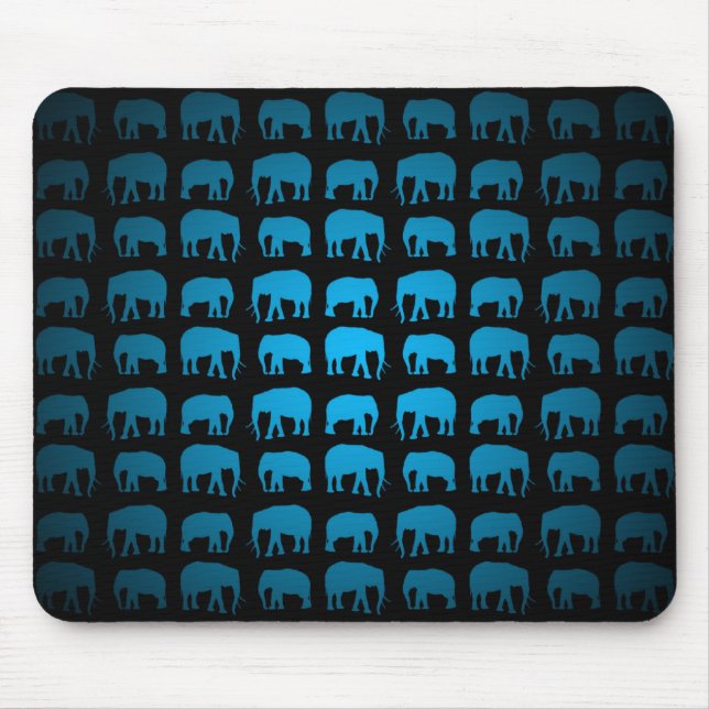 Blaues Elefantenmuster Mousepad (Vorne)