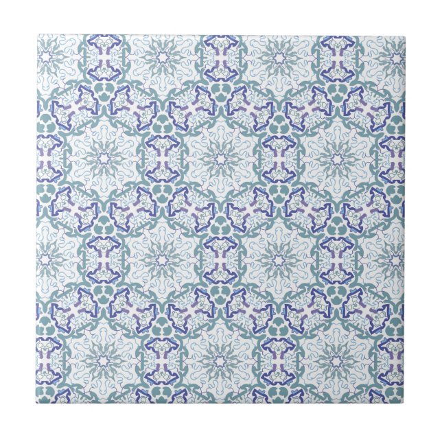 Blaues elegantes Muster verzierte Fliese oder (Vorderseite)