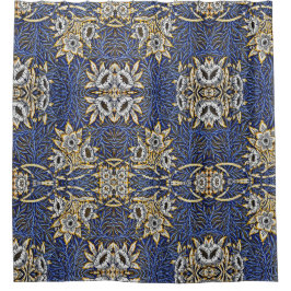 Blaues elegantes, Vintages Muster Duschvorhang