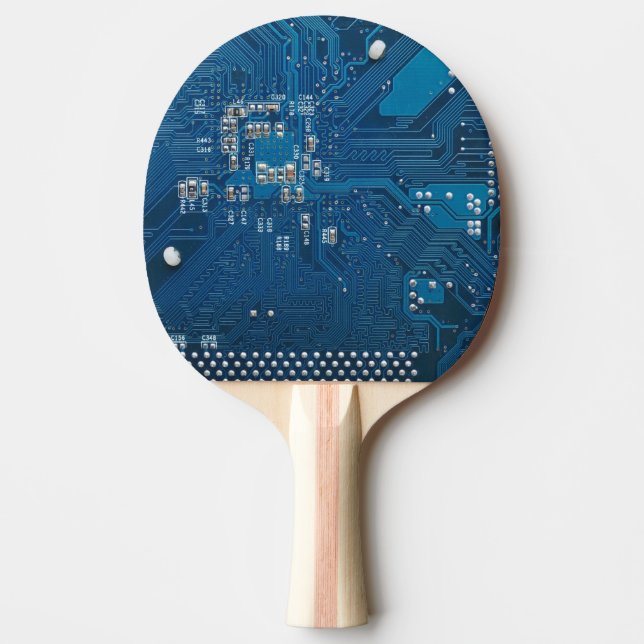blaues elektronisches Leiterplatten-Computermuster Tischtennis Schläger (Vorderseite)