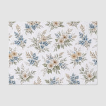 Blaues Elfenbein-Wiesen-Blumenmuster