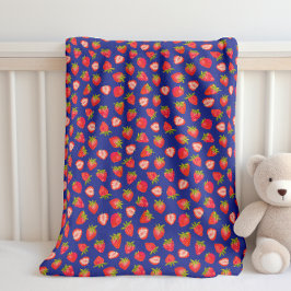 Blaues Erdbeermuster Babydecke