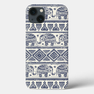 Blaues ethnisches Elefant-Muster Case-Mate iPhone Hülle
