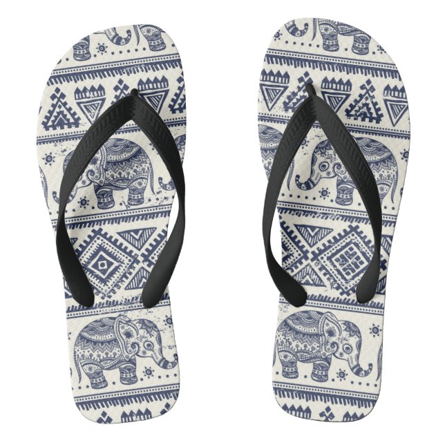 Blaues ethnisches Elefant-Muster Flip Flops (Fußbett)