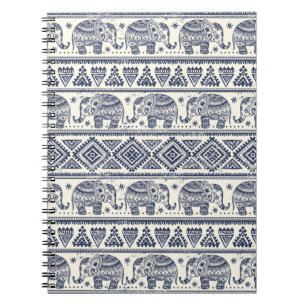 Blaues ethnisches Elefant-Muster Notizblock