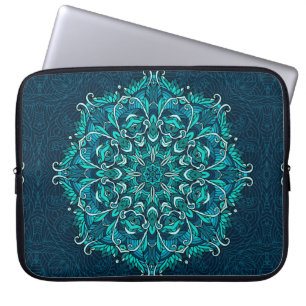 Blaues ethnisches Mandala. Raster-Kopie Laptopschutzhülle