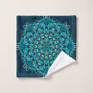 Blaues ethnisches Mandala. Raster-Kopie Waschlappen