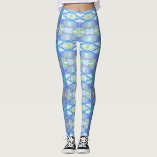 blaues ethnisches Muster des Fraktals Leggings