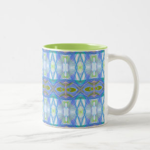 blaues ethnisches Muster des Fraktals Zweifarbige Tasse
