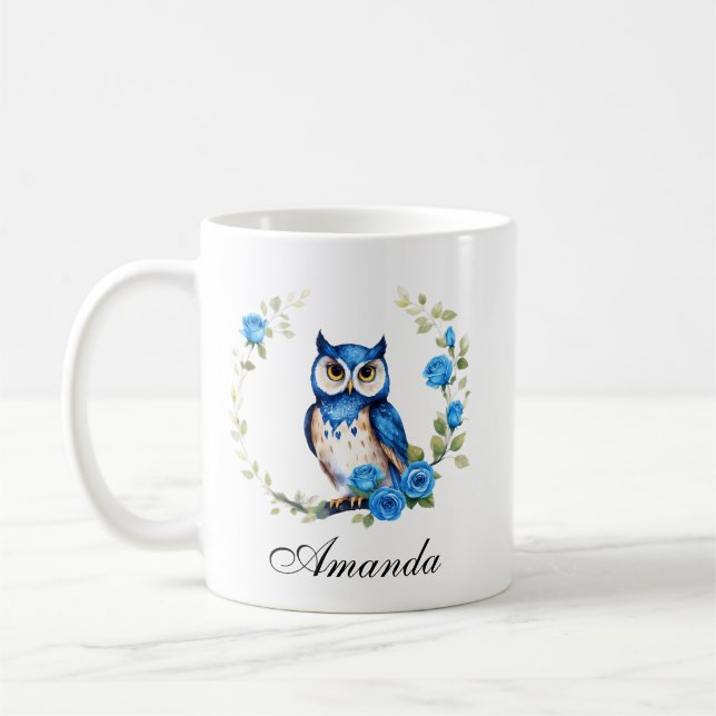 Blaues Eule und Rose Girl Kaffeetasse (Links)