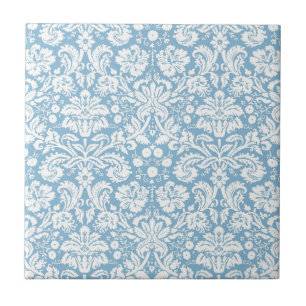 Blaues extravagantes Damastmuster Fliese