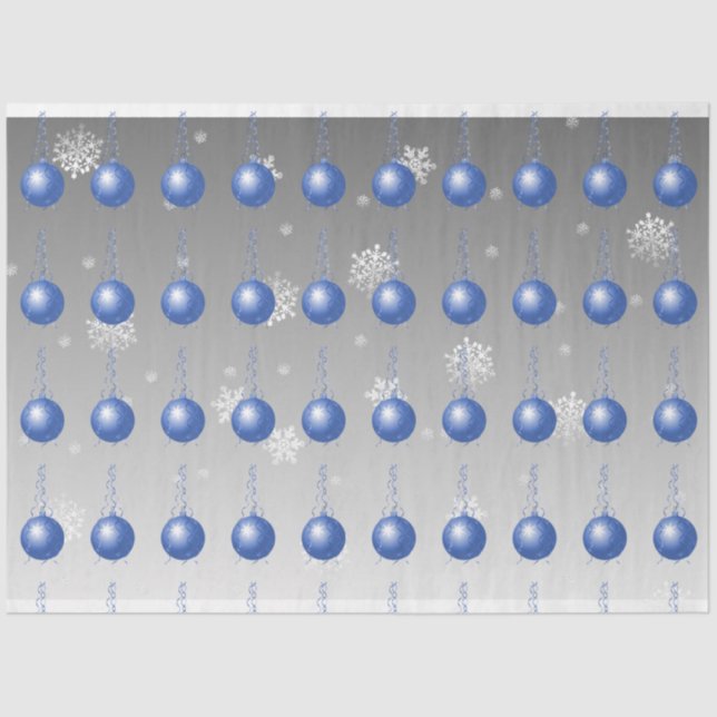 Blaues Extravagantes Weihnachtsgeschmuckpapier Seidenpapier (Vorderseite)