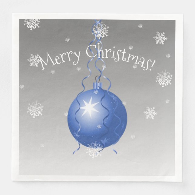 Blaues Extravagantes Weihnachtsschmuckpapier Napki Serviette (Vorderseite)