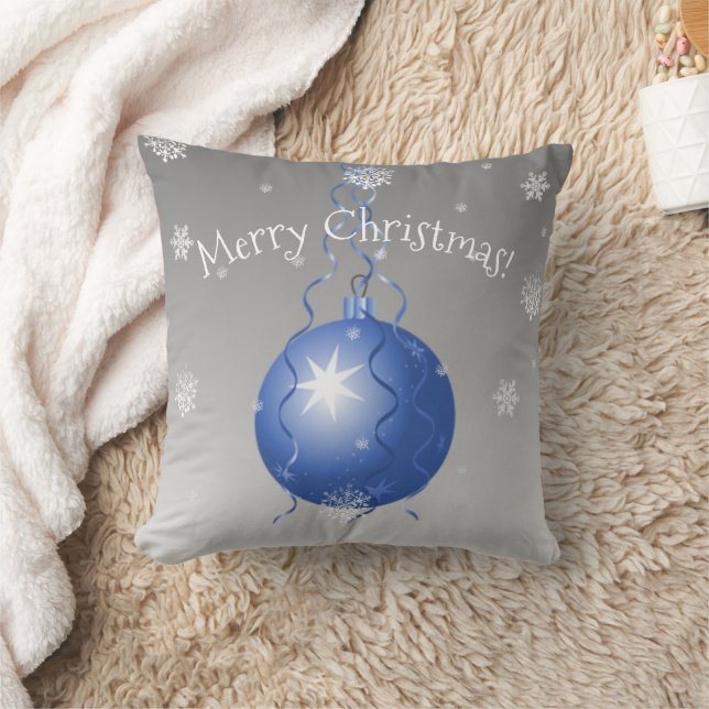 Blaues Extravagantes Weihnachtsschmuckstück Kissen (Decke)