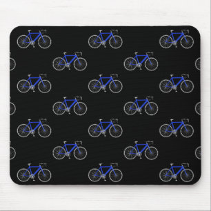 blaues Fahrrad auf schwarz Mousepad